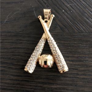 Gold Plated Stainless Baseball Bats and Ball with 27” Chain